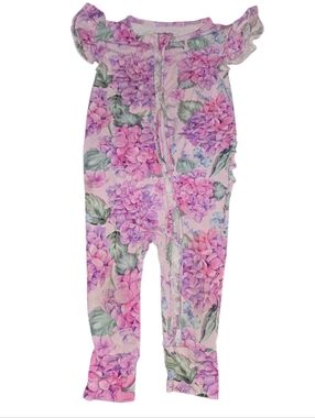 Bums & Roses Floral Baby Sleeper Romper Size 18-24 Months Short Sleeve